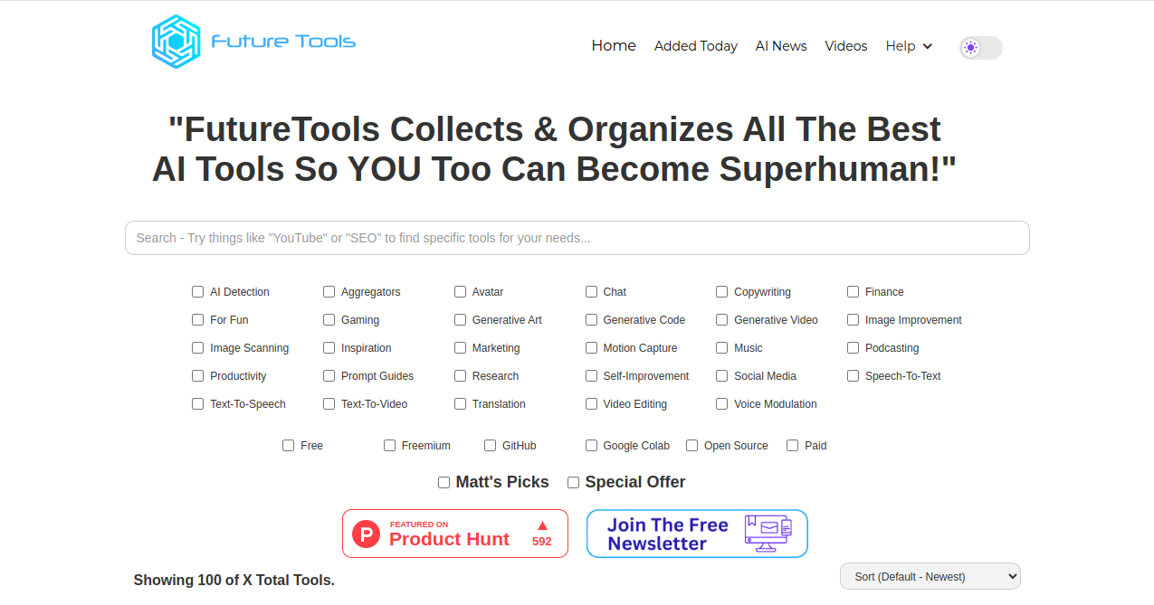 Future Tools Home Page