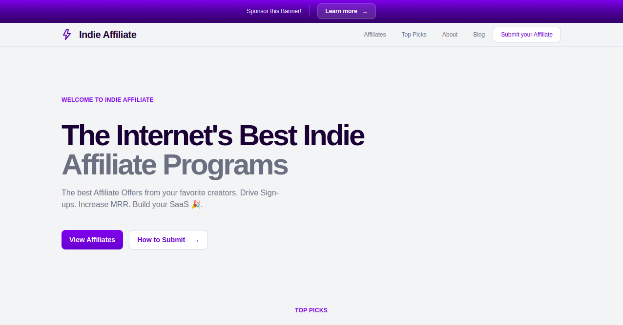 Indie Affiliate Home Page