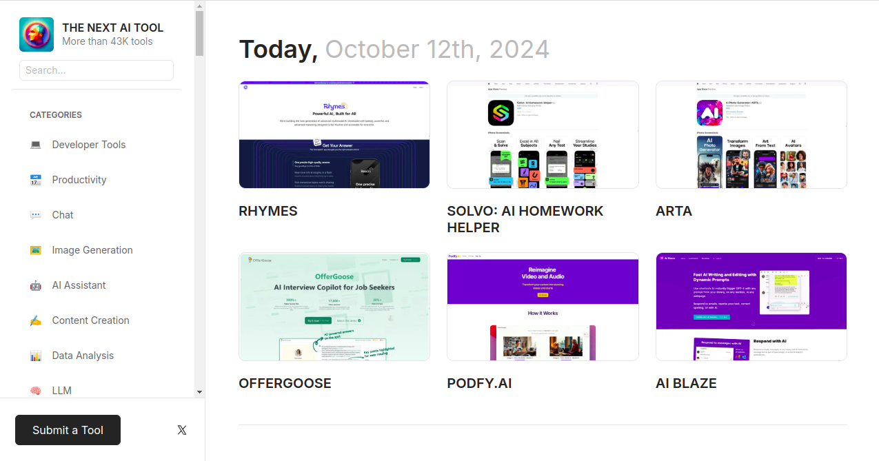 THE NEXT AI TOOL Home Page