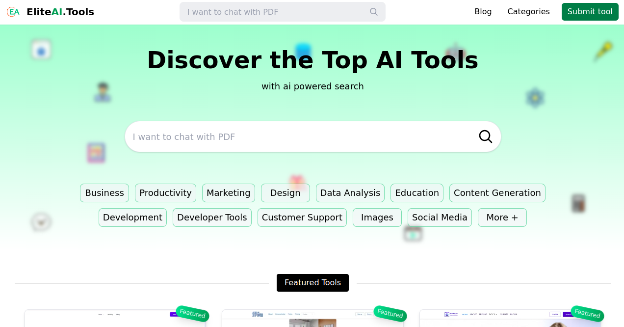 Elite AI Tools Home Page