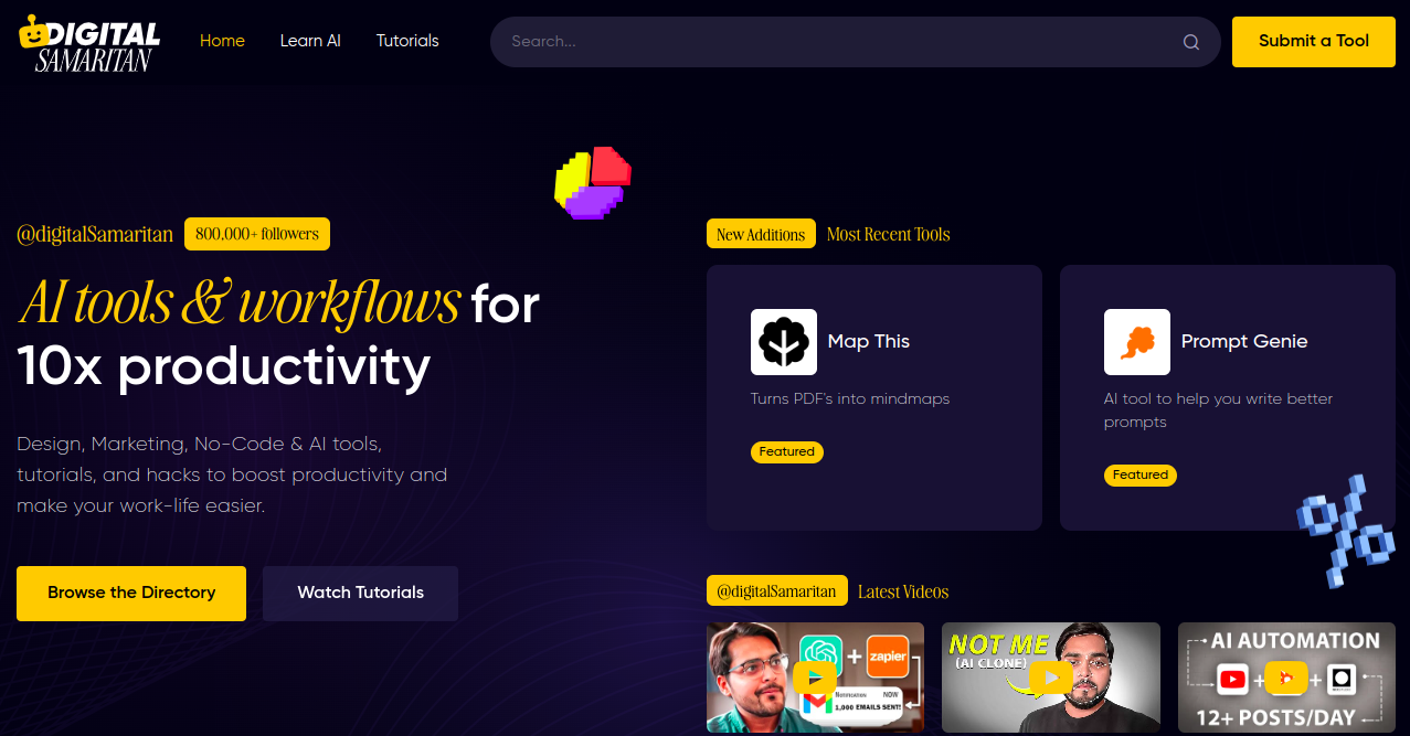 Digital Samaritan - AI Tools Directory Home Page