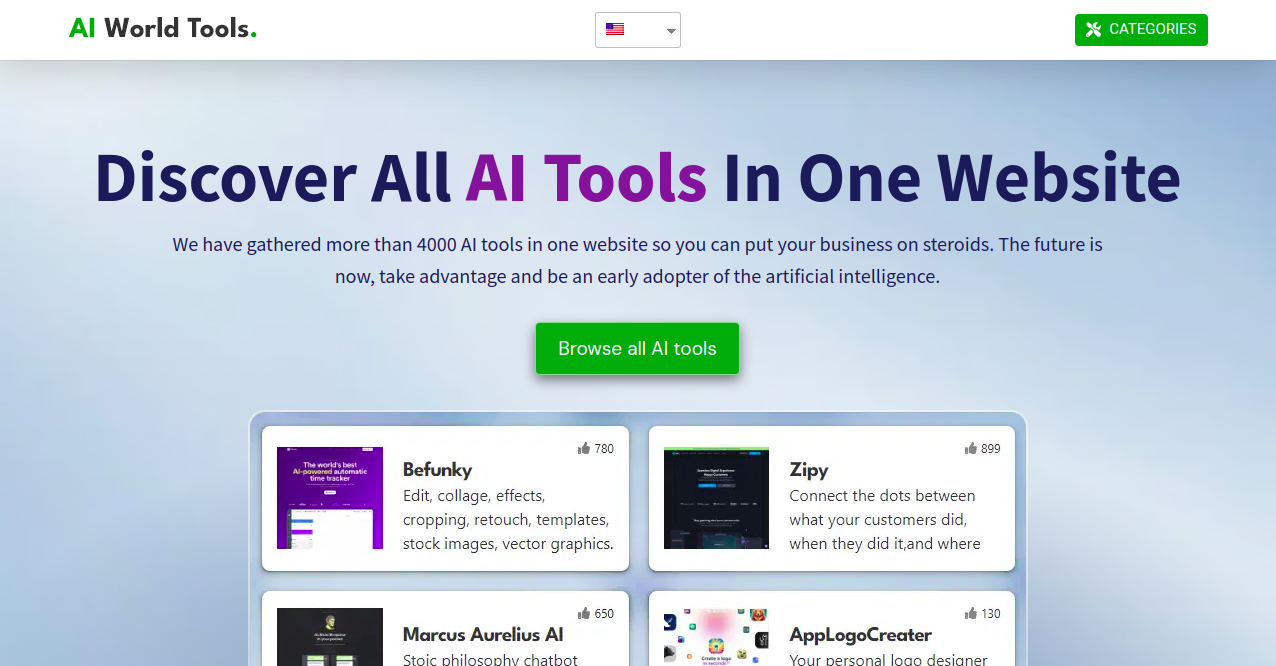 AI World Tools Home Page