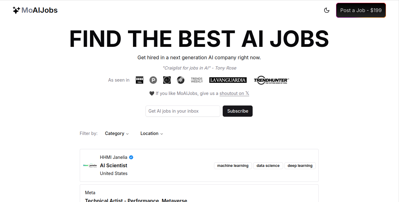 Mo AI Jobs Home Page