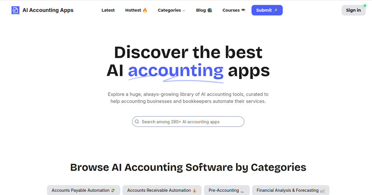 AI Accounting Apps Home Page