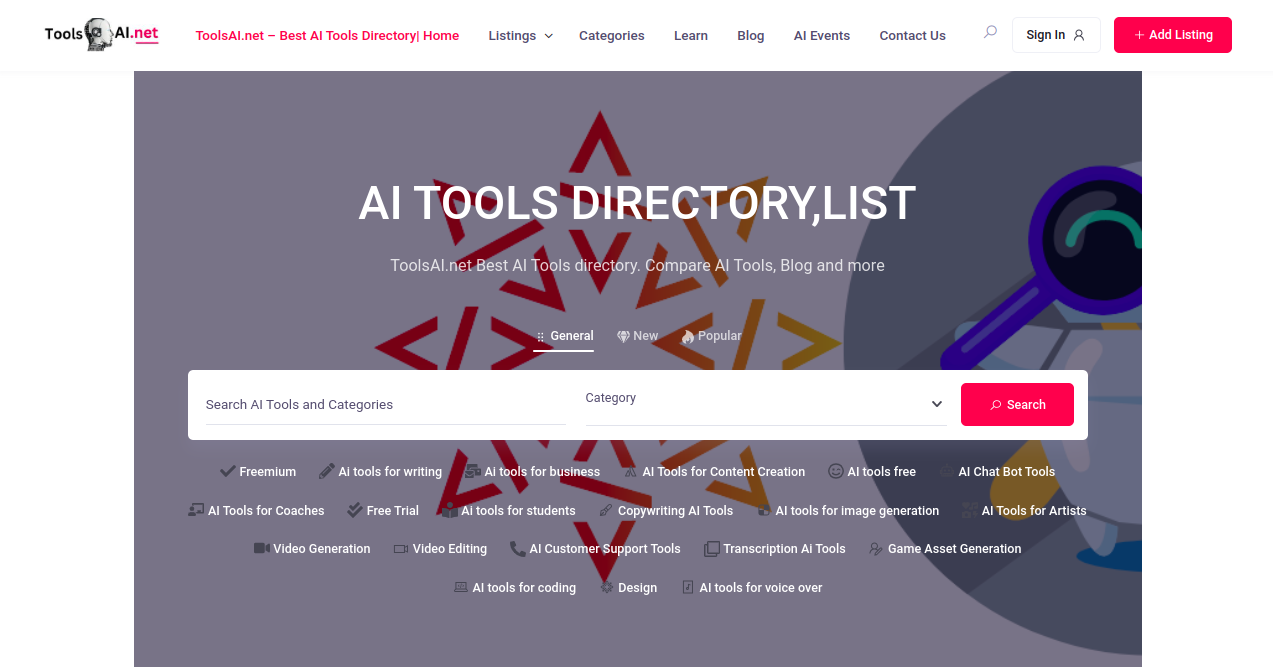 Tools AI	 Home Page