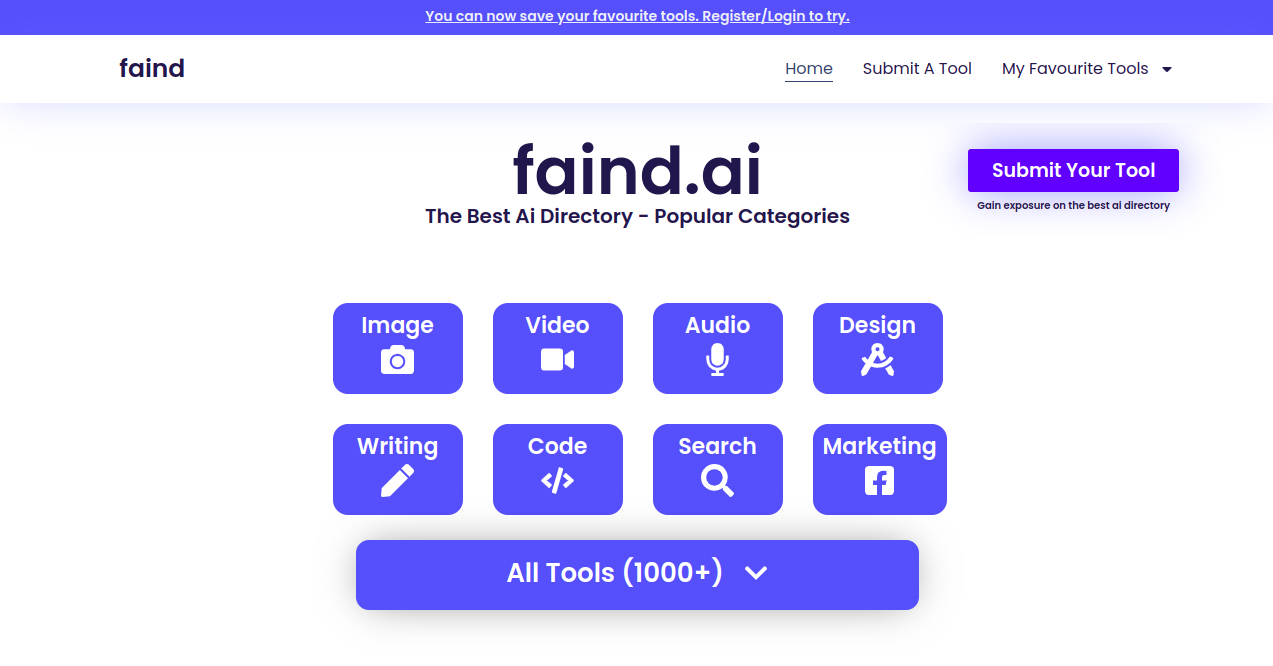 Faind AI Home Page