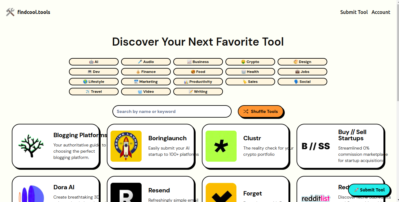 Find Cool Tools Home Page