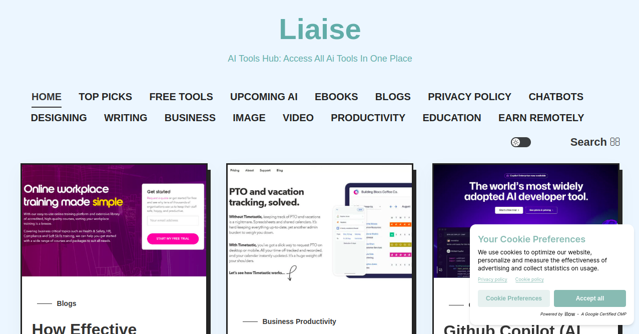 Liaise Platform Home Page