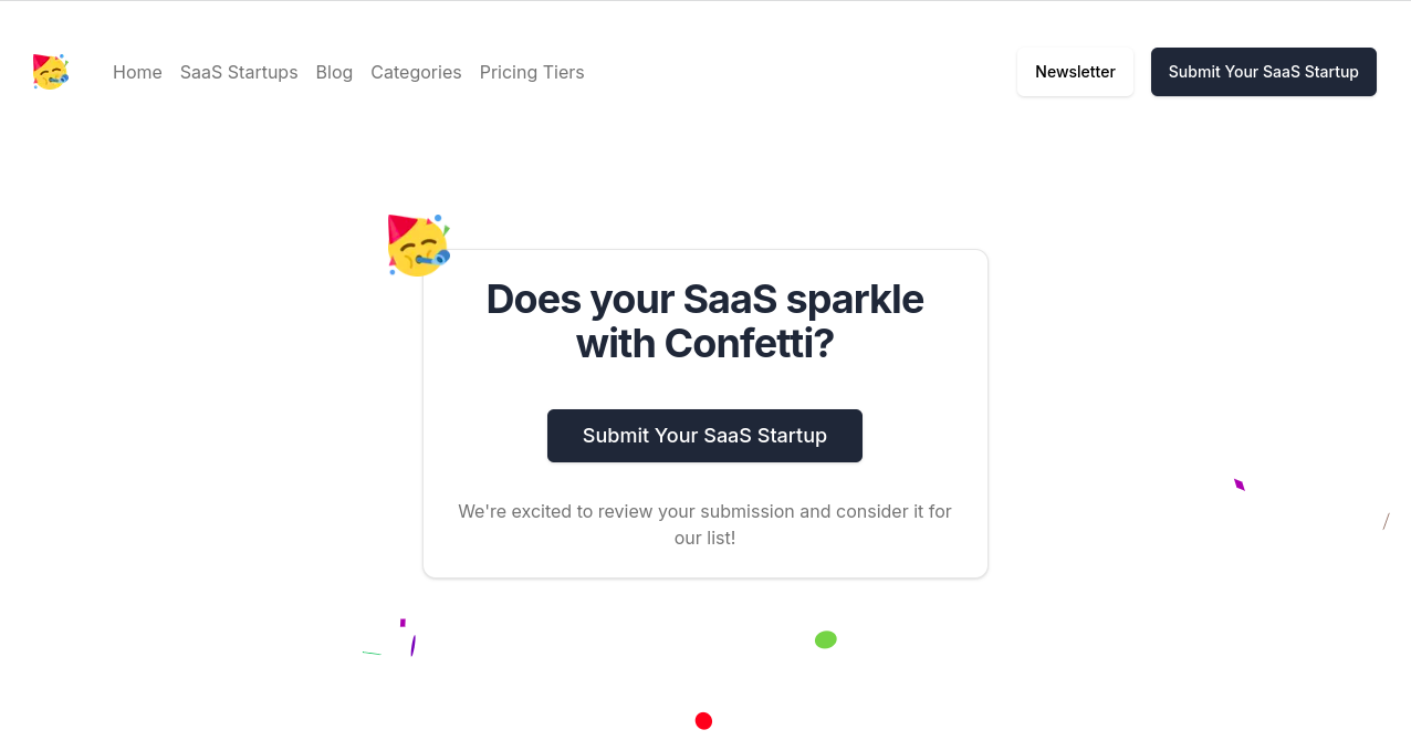 Confetti SaaS Home Page