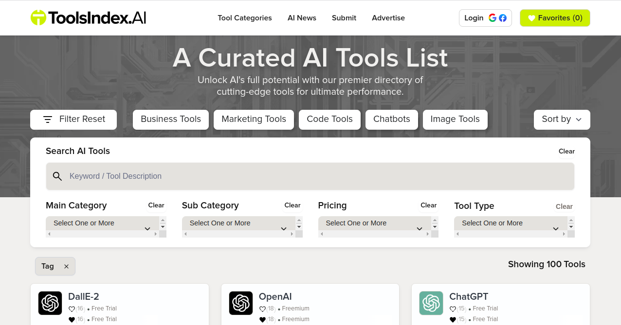 Tools Index AI Home Page