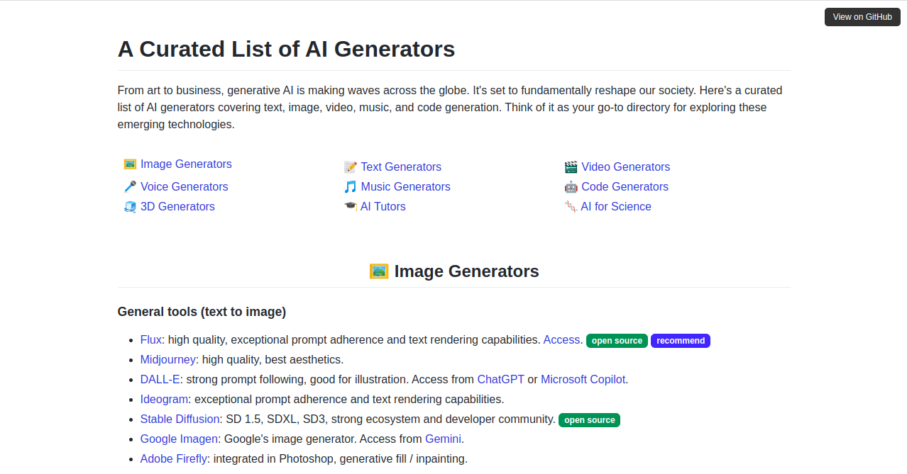 AI Generator Home Page