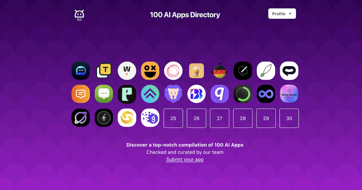 100 AI Apps Home Page