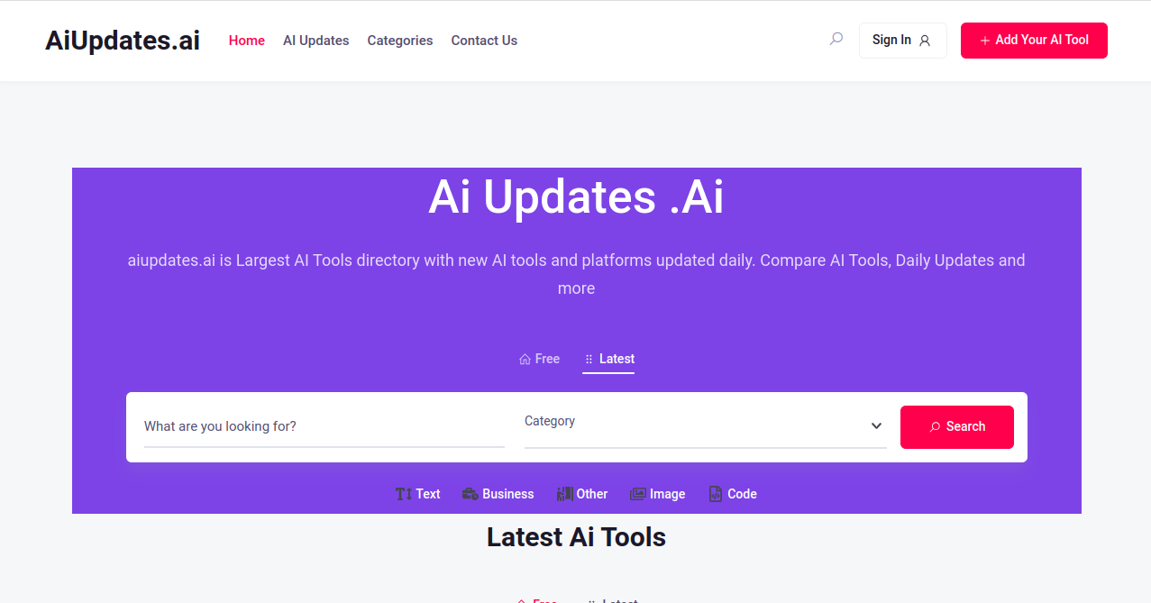 AI Updates Home Page