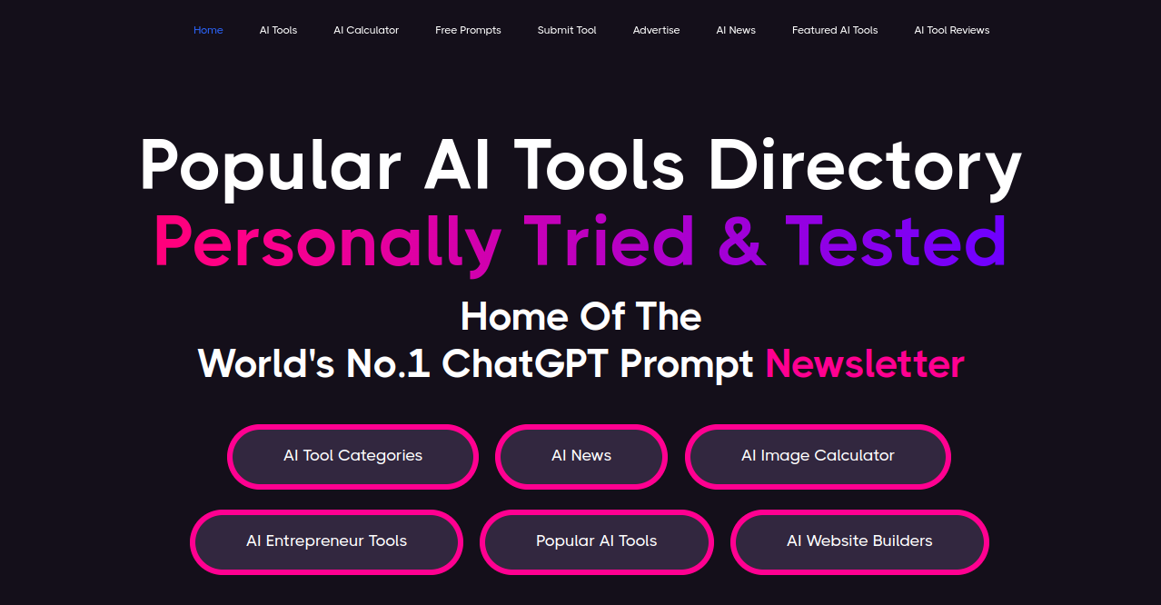  Popular AI Tools Home Page