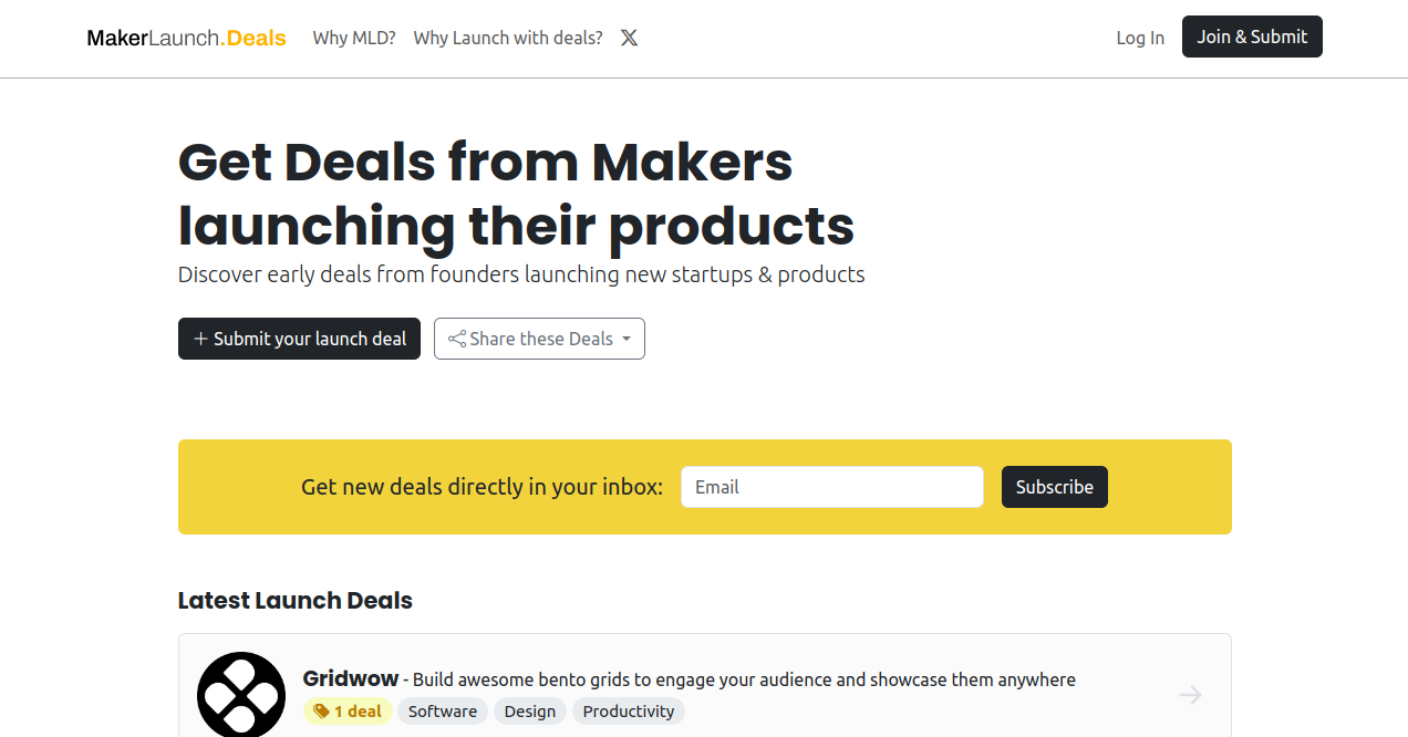 Maker Launch Deals Home Page