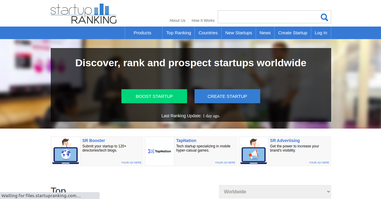 Startup Ranking	 Home Page