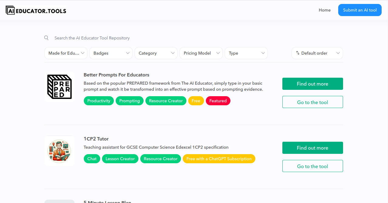 Educator Tools	 Home Page